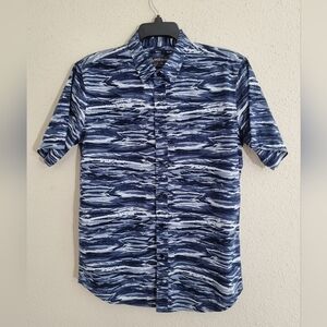 American Rag Navy and White Patterned Shirt Size S  NWOT